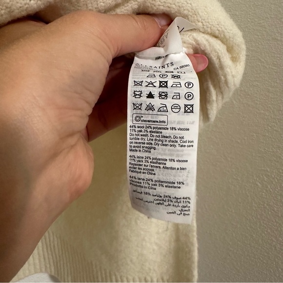 All Saints Lock Roll Neck Relaxed Fit Sweater Chalk White Size Medium Women’s - Picture 12 of 13